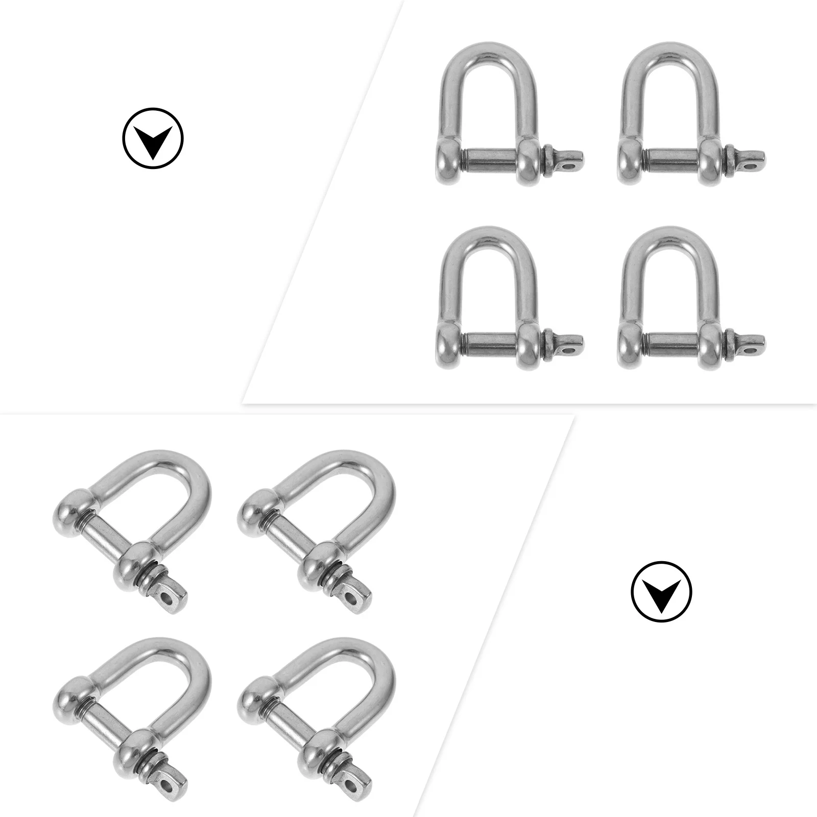 

4pcs StainlessSteelD Shackles HeavyDuty Towing Rings 304Material Silver Color Durability PowderCoated AntiRust TruckSUV