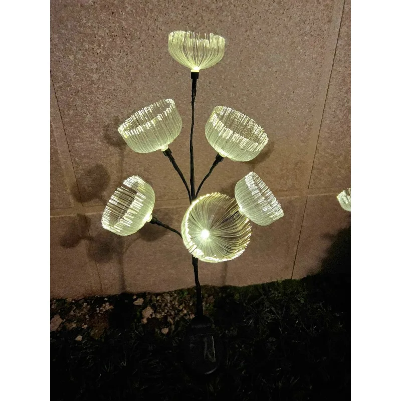 High Quality IP65 Light Emitting Diode Solar Light Multi-color gradual change Factory Fiber Dandelion Landscape Decorative Light