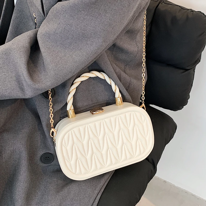 

Retro Floral Emed Small Square Bag Women's Handbag oulder Crossbody Bag PU Leather Korean Sle Geometric Pattern