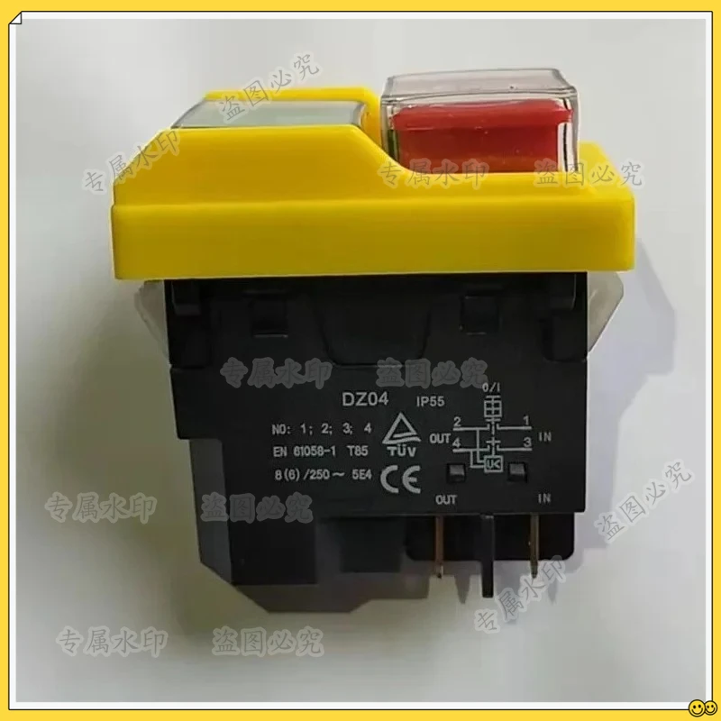 

DZ04 4 Pins Waterproof Electromagnetic Push Button Switches ON OFF Start Stop Switch for Grinding Machine 250VAC 8(6)A