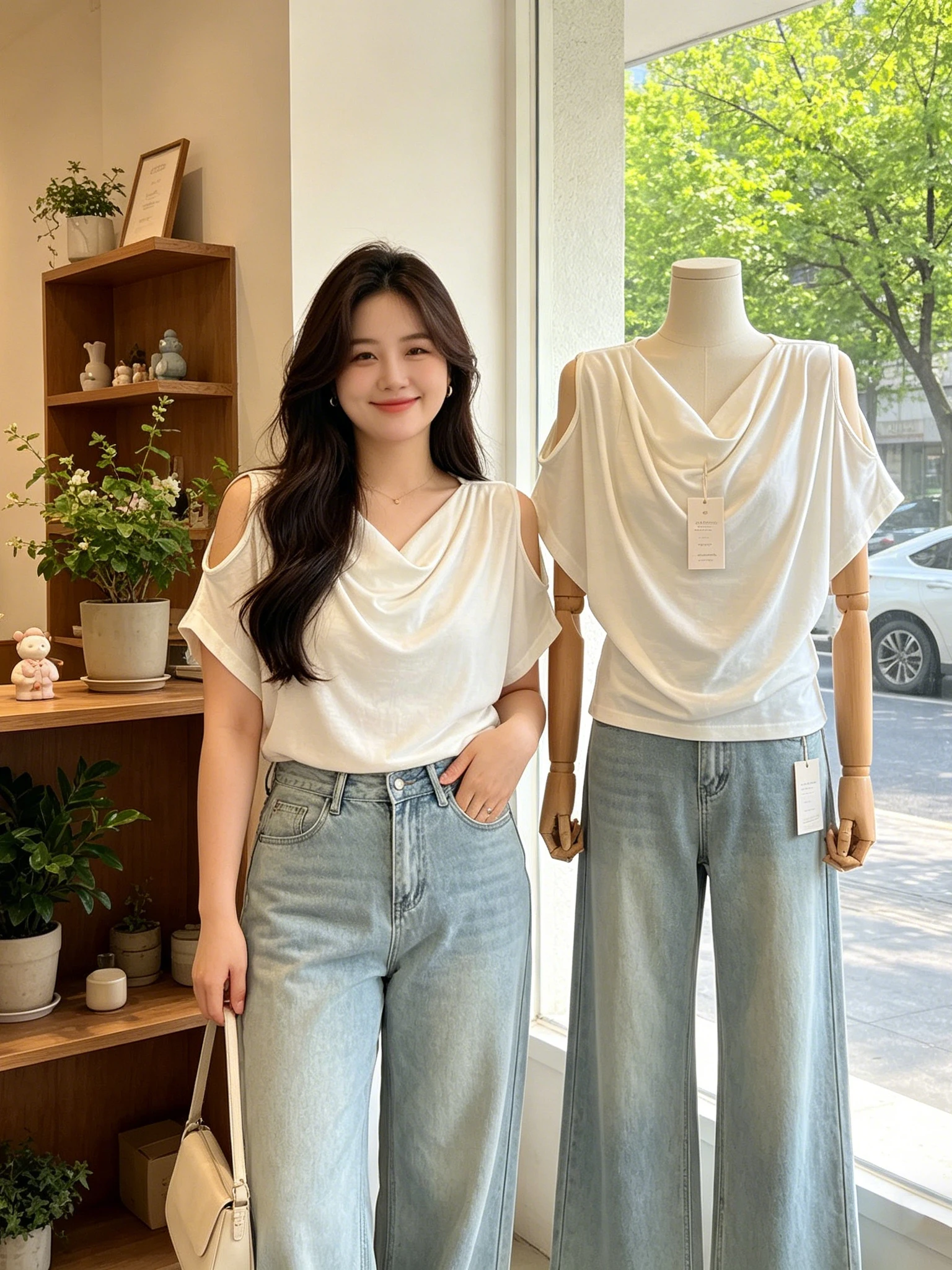 

Loose Batwing Sleeve T-Shirt Women's Summer New Style Shoulder Bared Flattering Neckline plus Size Casual Wear Short Sleeve