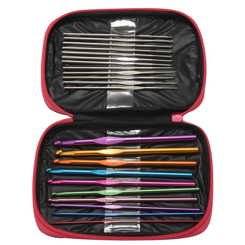 100Pcs Crochet Hooks Set Knitting Tool Accessories With Leather Case