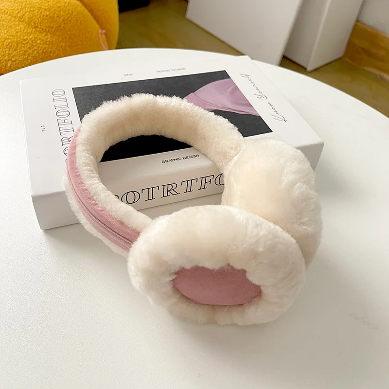 Wool Ear Warmer Winter Sheepskin Ear Muffs for Women Men Soft Warm Solid Earflap Outdoor Cold Protection EarMuffs Ear Cover