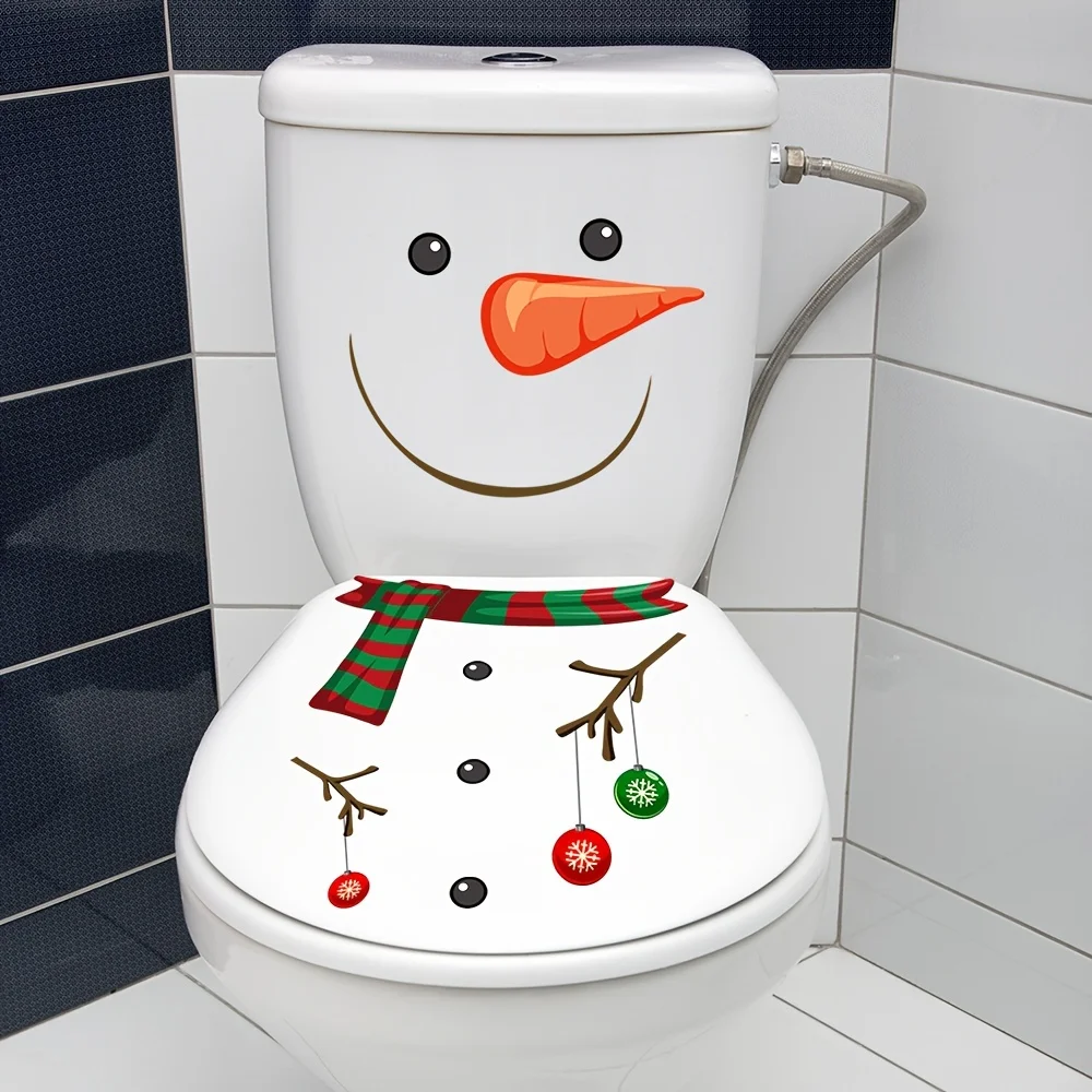 1 Stück selbstklebender Schneemann-PVC-Aufkleber, wasserdicht, abnehmbar, für Toilette, Fenster, Badewanne, Duschtüren, Weihnachten, Urlaubsdekoration