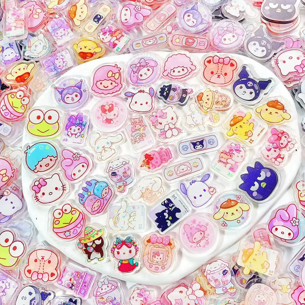 

Sanrio Acrylic Pendant Anime Keychain Keyring Pendants Cartoon Decor Planar Resin Flatback Cartoon DIY Craft Jewelry Accessories