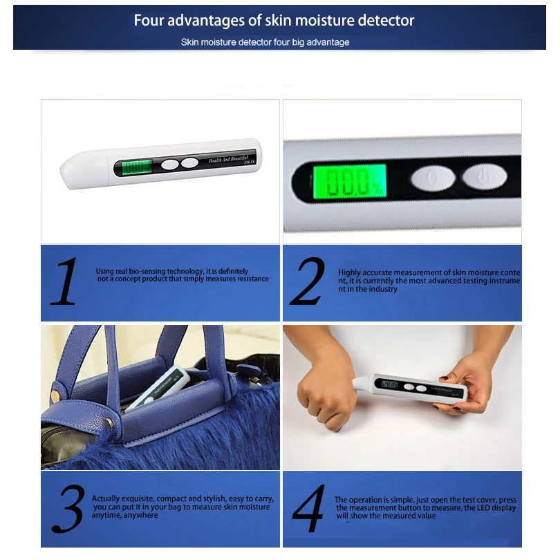 Portable Digital Monitor Detector Skin Sensor Face Skin Moisture Tester Meter Water Oil Analyzer Facial Skin Care Tools image 6