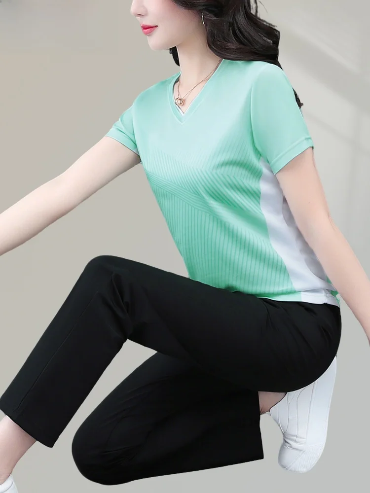 

TUCANO Woodpeer Qui Dry Sports Set Women's Summer Thin New Midlife Ladies Running Clothes Casual Two-piece Set