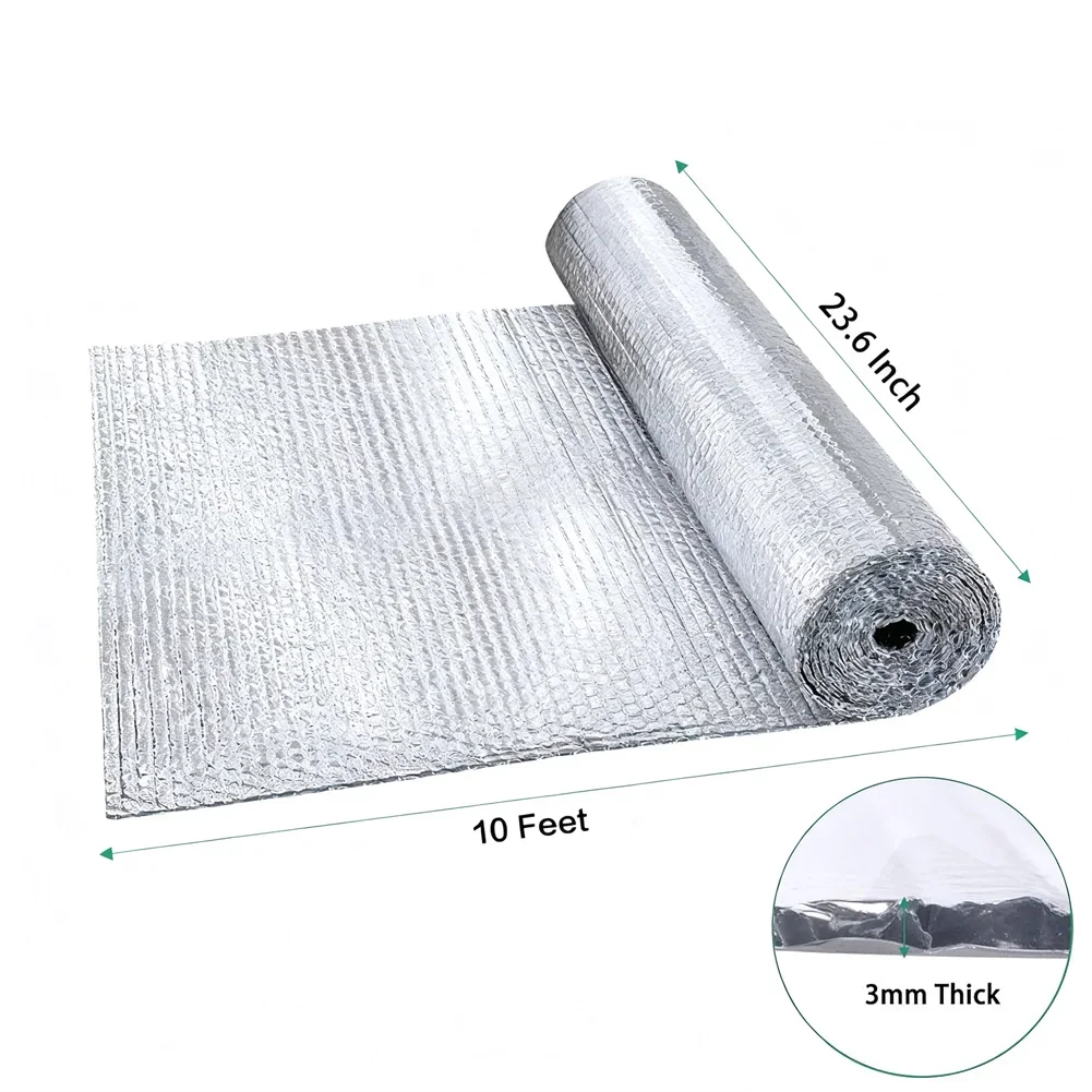 Heat reflective aluminum foil insulation film doublelayer for windows and garages size 3 by 0 6 meters 0 6 by 5 meters