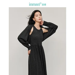 INMAN knitted shawl Cardigan 2024 Autumn Women's sweater batwing sleeve loose look slim outerwears coat