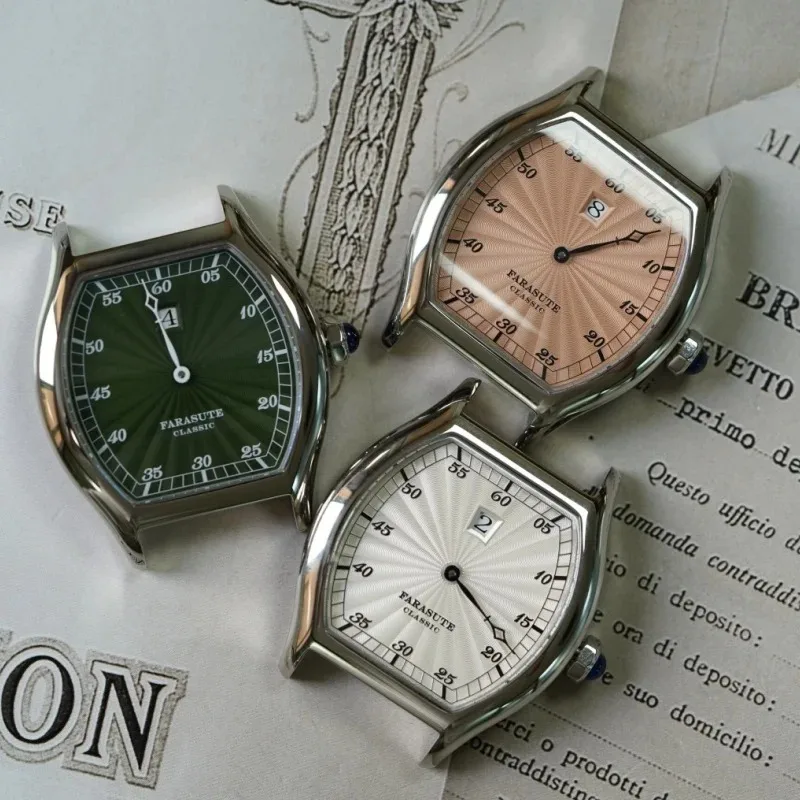 FARASUTE Men Automatic Watch 36mm Tonneau Jumping Hour Mechanical Wristwatch Sapphire Mirror Waterproof ST17 Mov