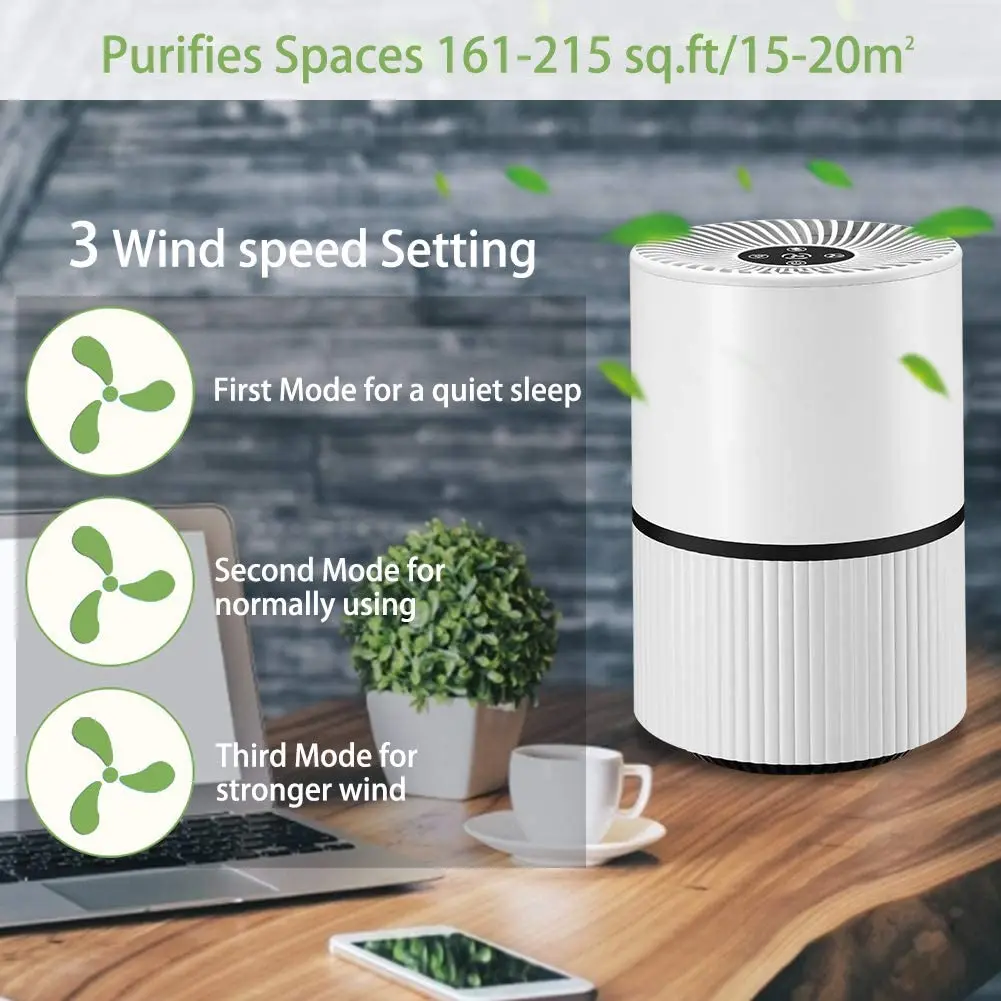 HEPA Smart Desktop Activated carbon Ionizer Air Purifier A19 With Air Quality Indicator