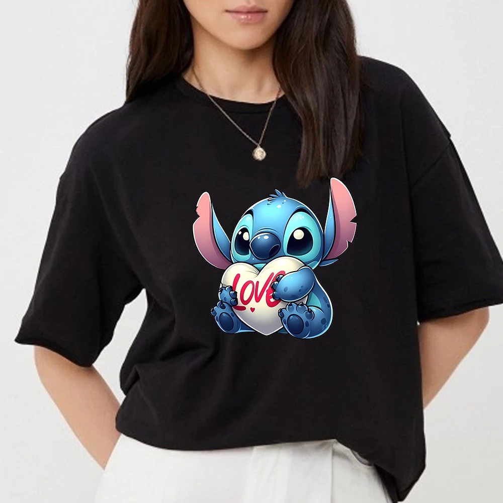 Cute Disney Stitch donna manica corta Snoopy Print abbigliamento kawaii t-shirt da donna Harajuku Graphic abbigliamento donna top 2024