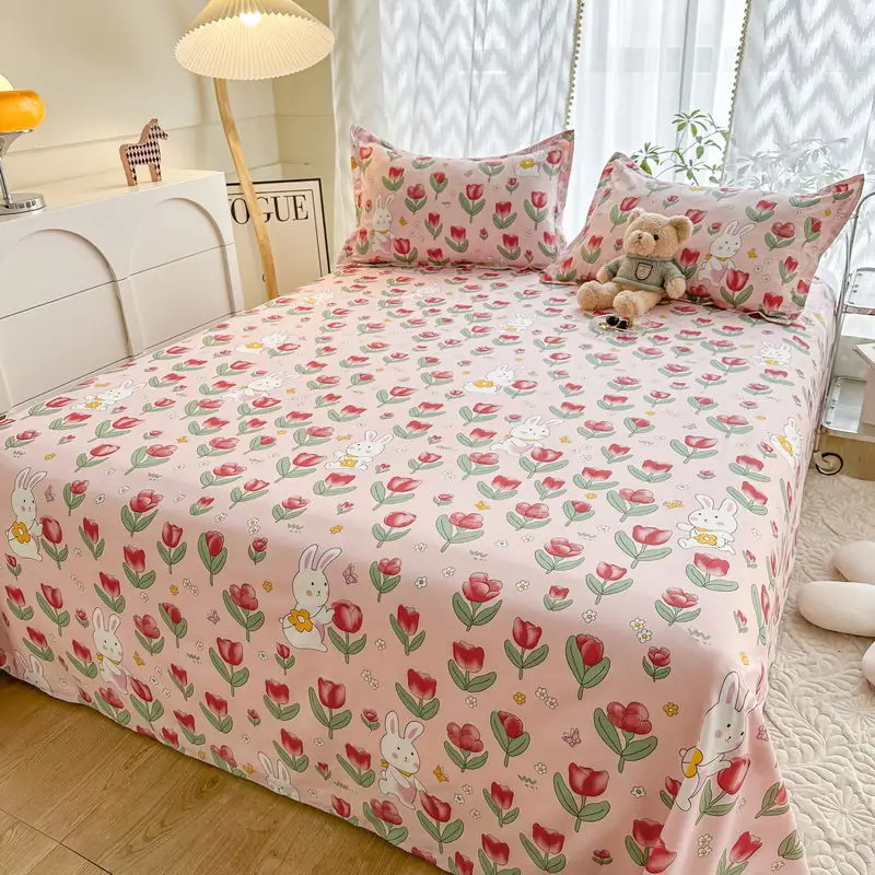 Bedding Sets Fashion Modern Flat Sheets with Pillow Case Comfortable Skin-friendly Breathable Household Bedroom Washable Ins