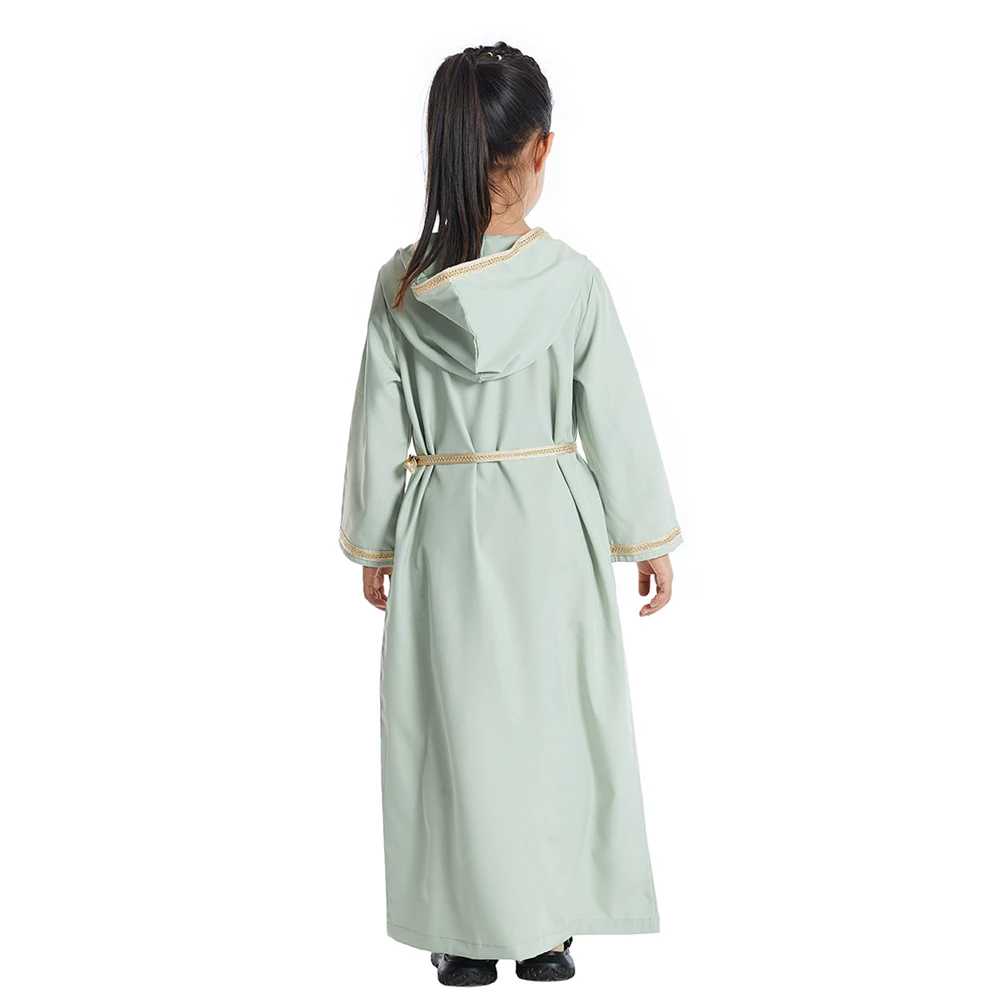 

Eid Hooded Abaya Children Kids Girls Long Maxi Dresses Dubai Kaftan Islamic Arabic Robe Party Gowns Caftan Turkey Ramadan