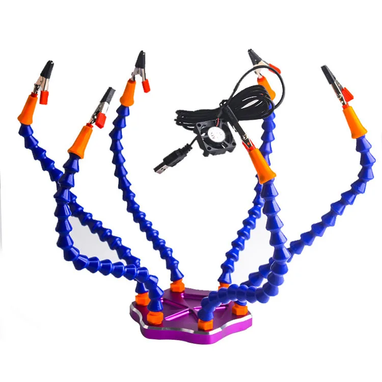 Aluminum Alloy Six-Arm Magnifier Soldering Iron Bracket Holder Flexible PCB Welding Repair Tool Soldering Station RC Parts Accs