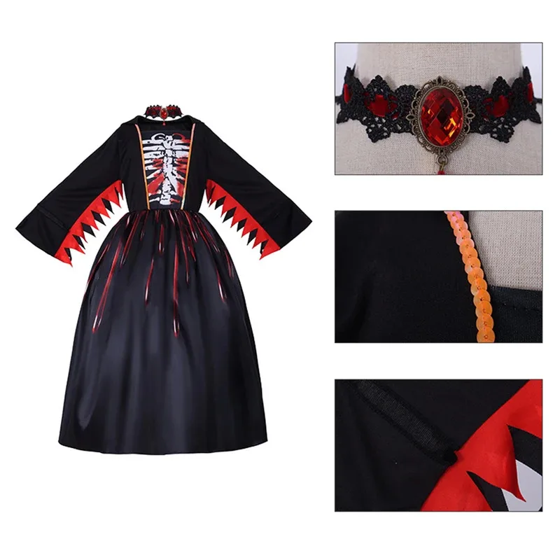 

Witch HOLIDAY Vampire Cosplay Costume Black Horror Dress Halloween Carnival Party Costumess;3'v,6.h;8'
