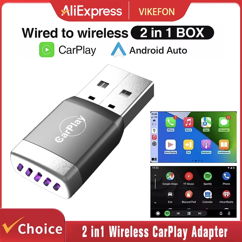 2 in 1 Wireless CarPlay Dongle Wireless Android Auto Adapter AI Smart Box Auto Intelligente Systeme Für Auto Mit Wired CarPlay