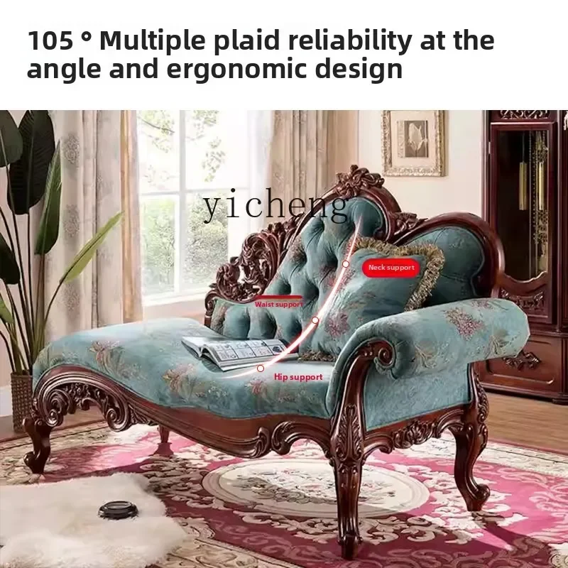 

ZK American solid wood princess chair fabric beauty couch bedroom lazy sofa chair living room single recliner home decoration