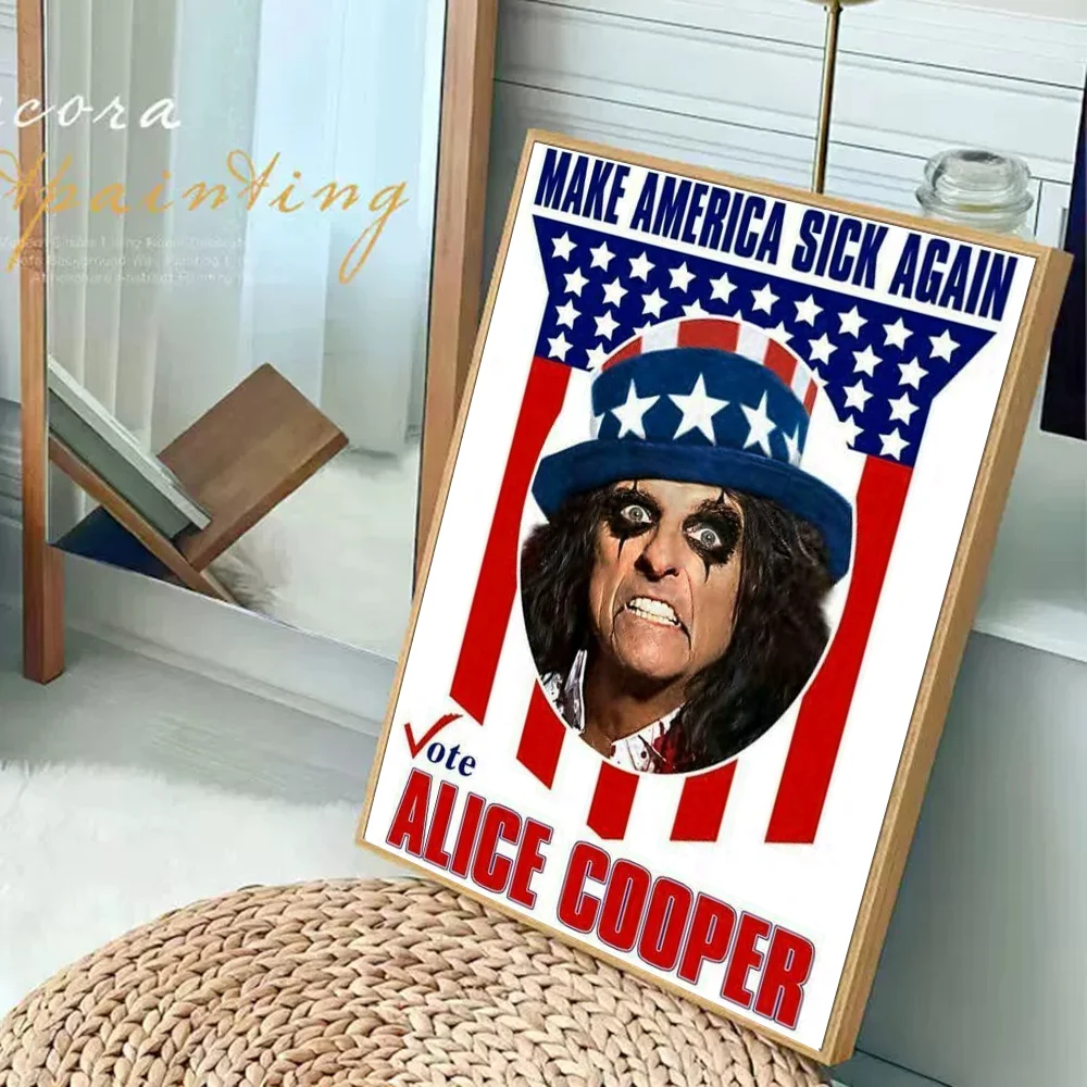 Alice Cooper Rock Singer Classic Vintage Posters Decoracion Painting Wall Art White Kraft Paper Kawaii Room Decor