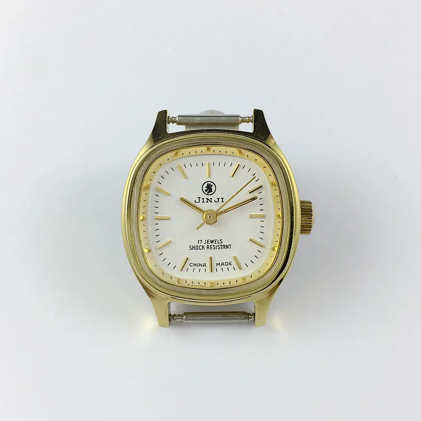 

Shanghai Watch Factory, Jinji brand square strip white surface manual mechanical women's watch, 26mm diameter free strap