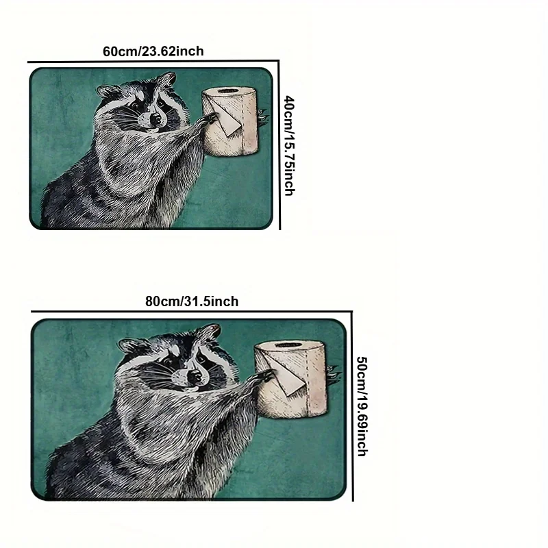 Gray Raccoon Tissue Carpet Cute Doormat Waterproof and Anti-fouling Outdoor Carpet Welcome Mat Rug For Bedroom Home Decor