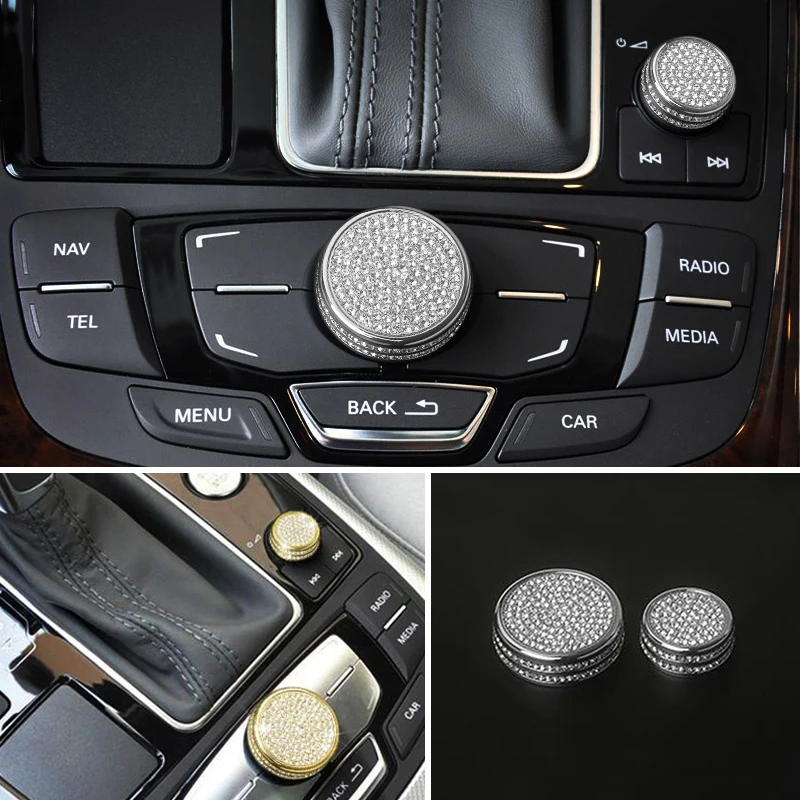 

Crystal Style Center Multi-media Knob Buttons Case Cover Trim Car Interior Accessories For Audi A6 C7 A7 12-17