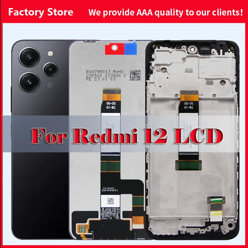 Original LCD For Xiaomi Redmi 12 23053RN02A LCD Display Screen For redmi 12 Screen Display 1080 x 2460 Resolution LCD+Frame