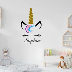 1 pc colored and black unicorn Personalized Name Wall Stickers Animal Lover Home Decoration Accessories For Living Room