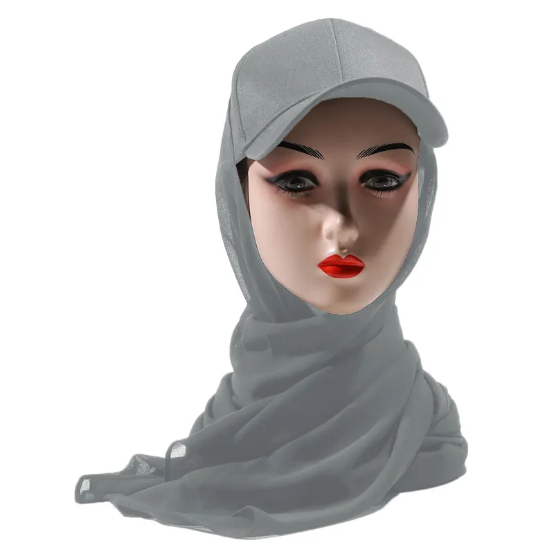 Baseball Hat Cap Hijab Shawl Instant Hijab Bandana Abaya Turban For Women 2023 New Peaked Cap+Sun Shawl