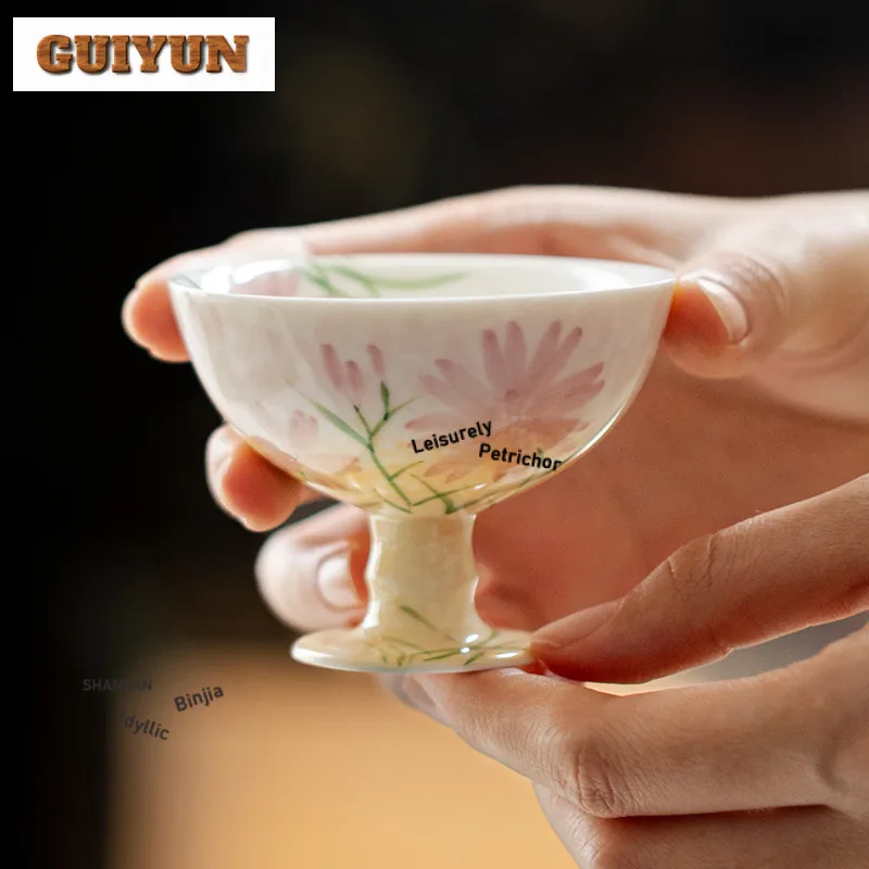 

2 шт./лот, ручная роспись, чайная чашка с бабочками и цветами, чайная чаша в стиле дзен, чайная пара, персональная чашка для дегустации чая, чашки Chazhan Master, чайный набор, 75 мл