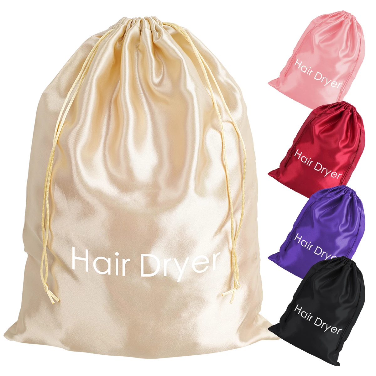 

Customized extension hair gift bundle wigs satin packing bags,custom name luxury Hair packaging soft silk satin bags