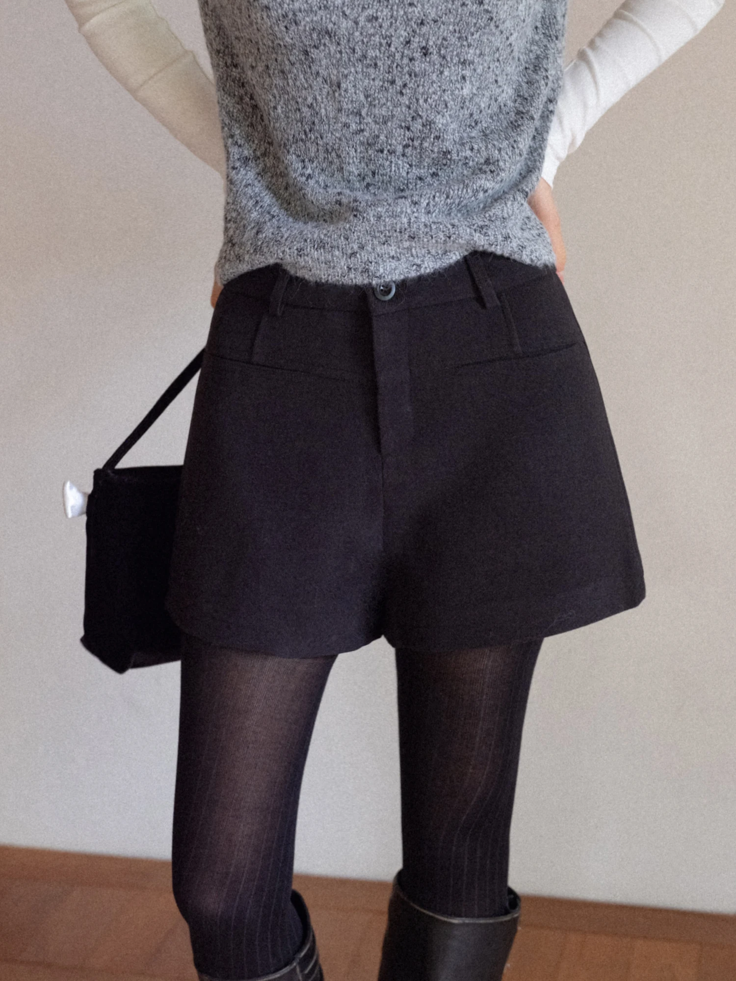 

Брюки трапециевидной формы с высокой талией, женские повседневные брюки Eggka, свободный шерстяной материал, утягивающие элитные ощущения