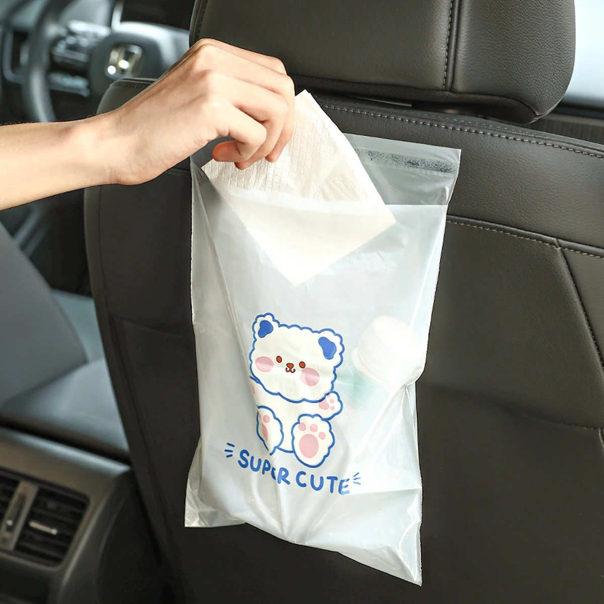 WORTHBUY 20PCS Adhesive Car Garbage Bag No Trace Hanging Trash Bags Disposable Self-Adhesive Garbage Can For Auto Seat Back