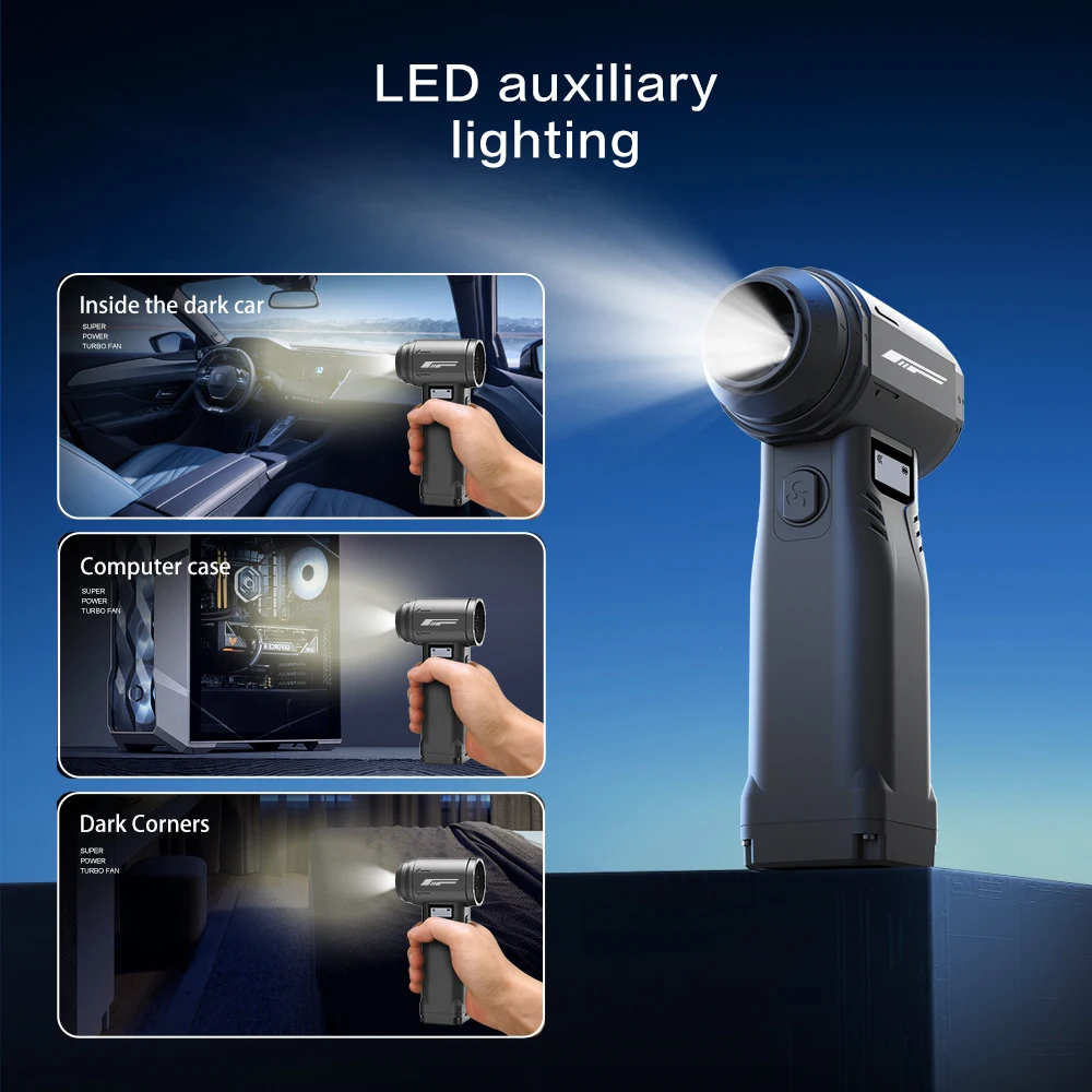 G1 ที่มีประสิทธิภาพ Blower 990000RPM Jet พัดลมสูญญากาศ 9 เกียร์ความเร็ว 40 มม.มอเตอร์ Brushless Air Blower 450g ลมความดันพัดลมเทอร์โบ 10000mAh