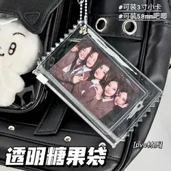 INS Transparent Candy Bag Badge Holder Photocard Holder Display Bag Pendant Korean Idol Photo Card Protective Cover Card Holder