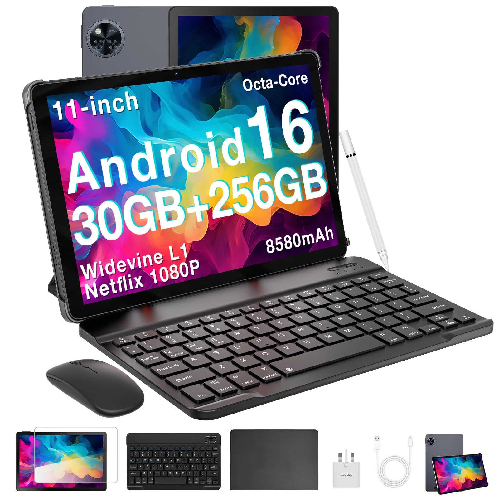 DOOGEE U11 Pro Smsrt Tablet 30GB RAM(6+24) 256GB ROM 11" HD 90Hz Display 8580mAh Battery Unisoc T7200 Android 16 Widevine L1