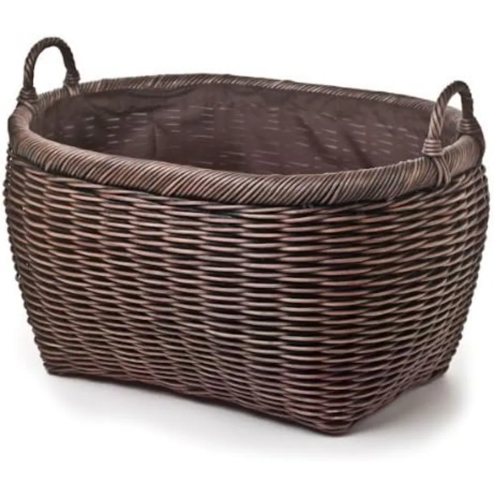 Oval Wicker Laundry Basket, 25 in L x 19 in W x 14 in H