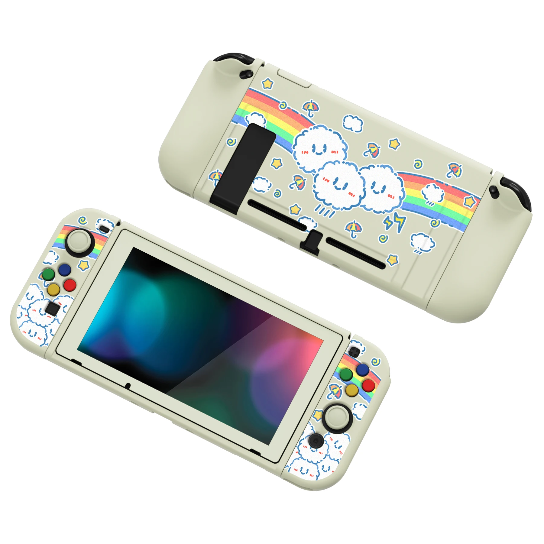 PlayVital ZealProtect-funda protectora suave para interruptor, Protector de pantalla de vidrio templado, tapas de Botón de dirección y empuñaduras de pulgar