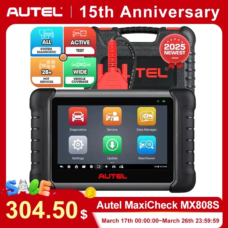 Autel MaxiCheck MX808S Full System Diagnostic Tool with 36+ Special Functions, Read/ Erase Fault Codes Upgrade Version of MX808