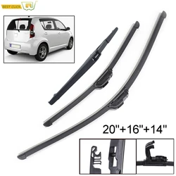 Car Front Rear Window Windshield Windscreen Wiper Blades Set For Daihatsu Sirion MK2 2005 2006 2007 2008 2009 2010 2011 2012