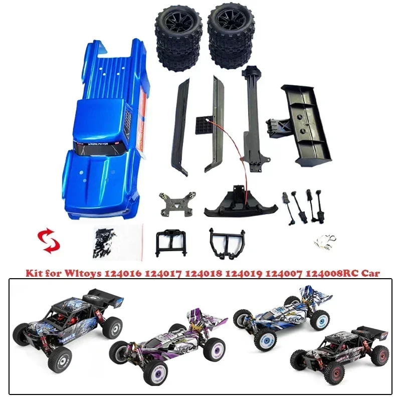 

1/12 Monster Truck Modified Body Shell Wheels Upgrade Parts Kit for Wltoys 124016 124017 124018 124019 RC Buggy Car Hobby