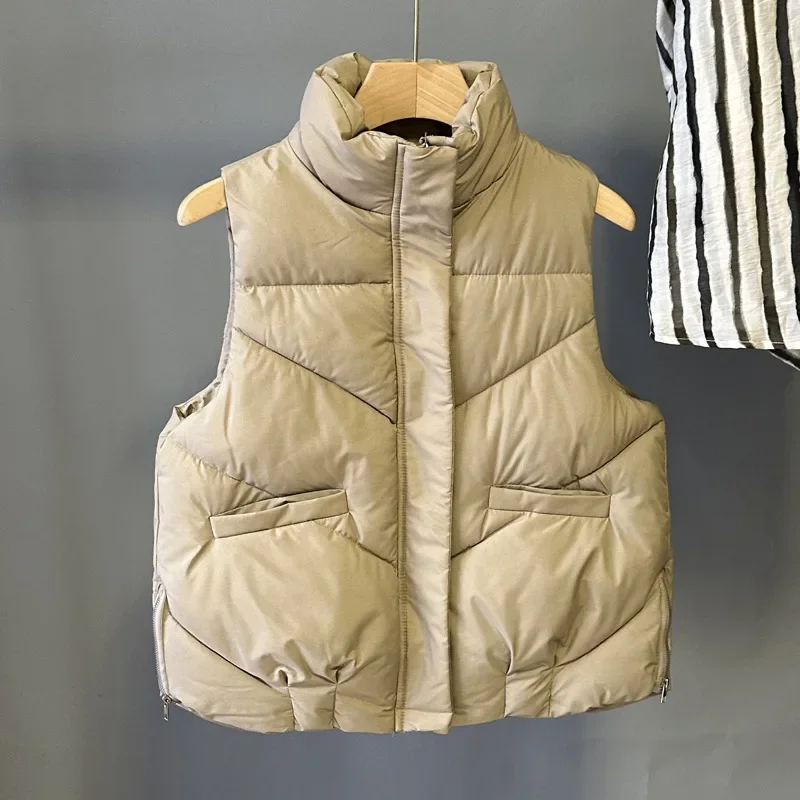 2024 donna autunno e inverno nuovo gilet con colletto alla coreana esterno indossare gilet di cotone caldo