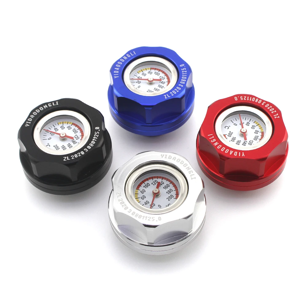 Aluminum Fuel Tank Cap Fuel Tank Cap Engine Oil Filler Cap With Oil Temperature Gauge For Honda For Toyota For Nissan For Suzuki