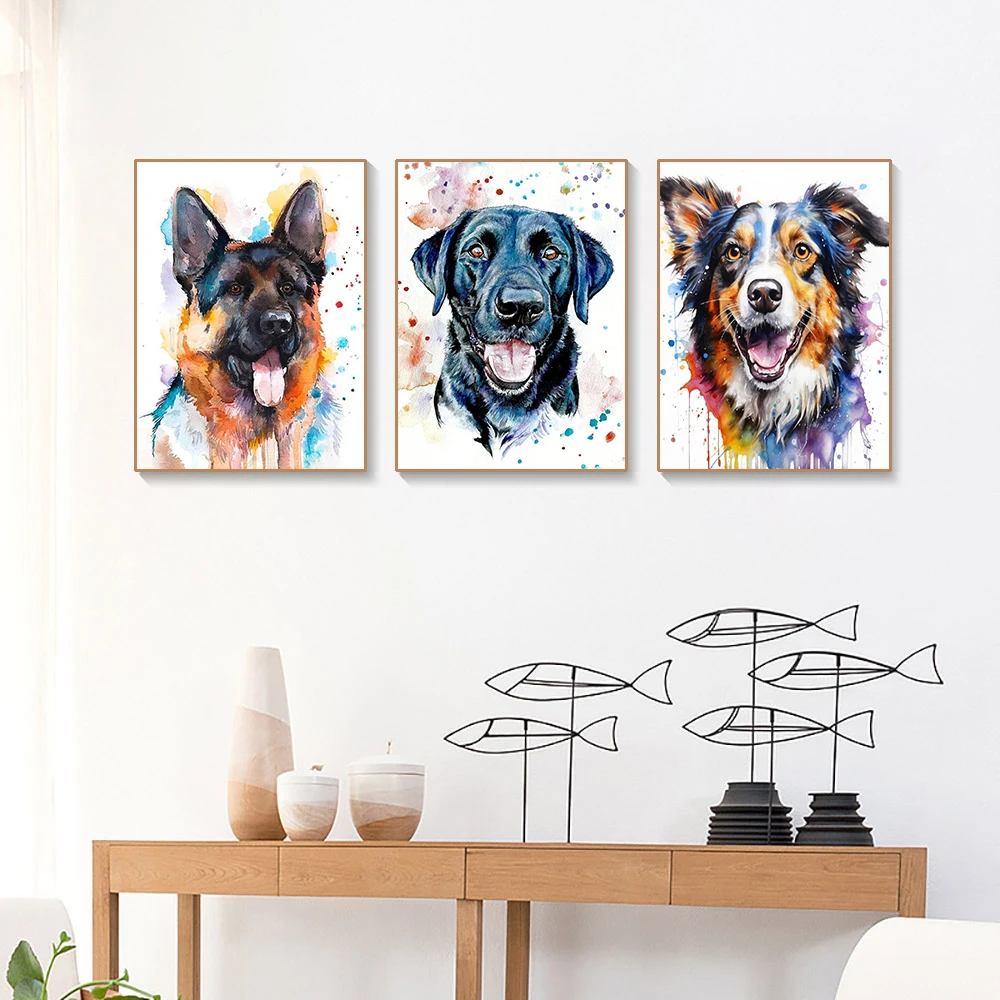 Watercolor Series Animal Diamond Painting Dog Picture Diamond Mosaic Embroidery Suitable for DIY Home Decoration Hobbies Gifts