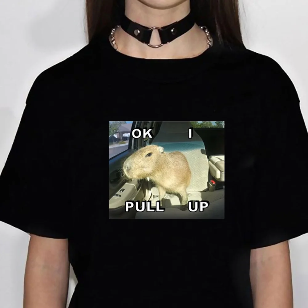 Capybara top tees female University kawaii harajuku  Trendy shirt women Trendy kawaii Psychedelic 2000s Gothic