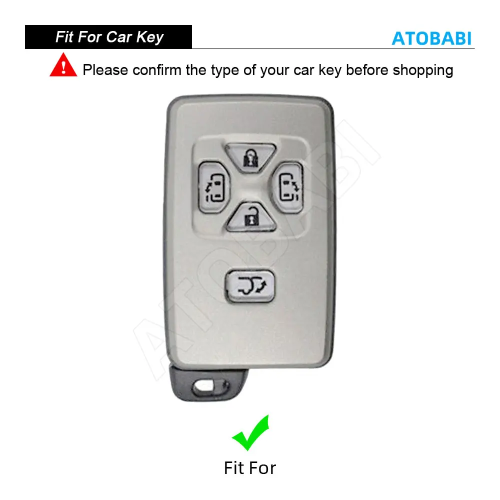 Leather Car Key Cover For Toyota Estima Alphard Vellfire Previa 2010-2015 5 Buttons Keychain Smart Remote Fob Protector Case