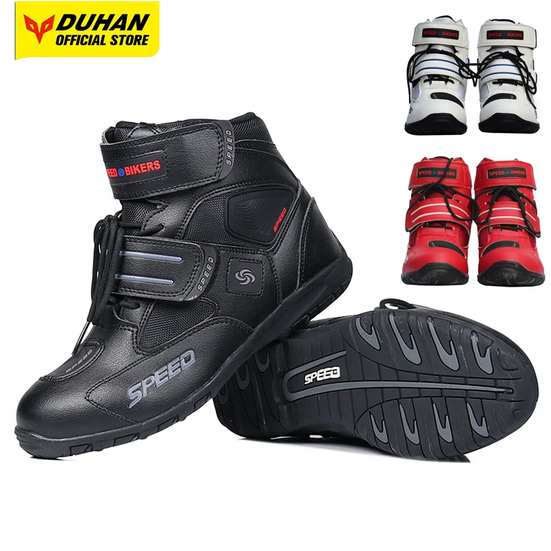 

Мотоциклетные кожаные ботильоны из микрофибры, уличная обувь для гонок на мотоциклах, байкерские ботинки для мотокросса