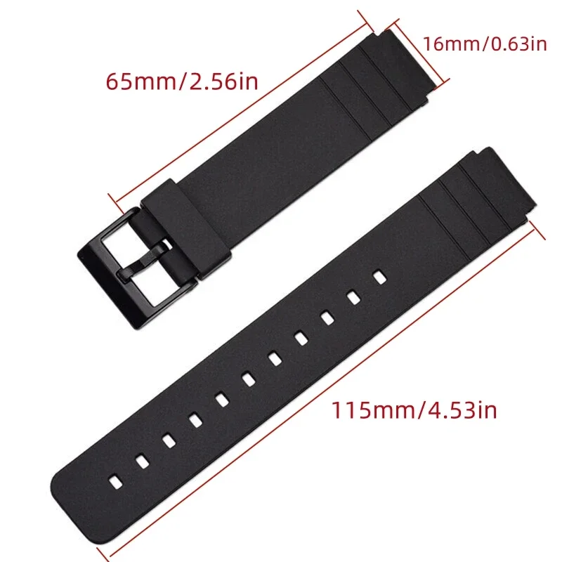 16mm Silicone Strap for Casio MQ58 MQ76 MQ71 MQ104 MQ107 MW59 MW1330 for Classic Black Watch Sports Waterproof Strap Bracelet