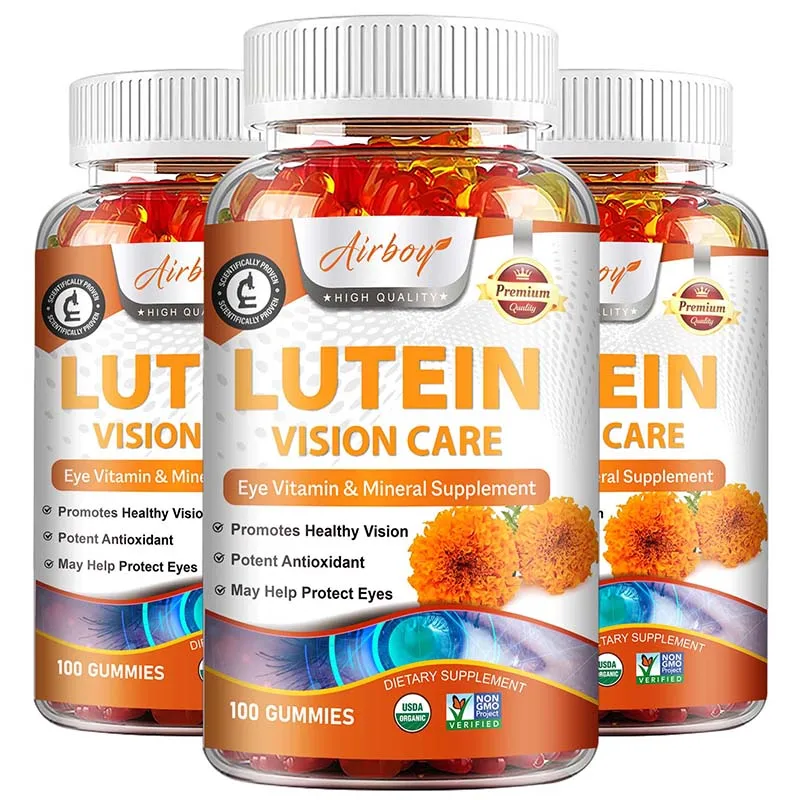 

Жевательные конфеты с лютеином для ухода за глазами - для защиты зрения и от синего света - подходят для взрослых при сухости глаз и усталости глаз