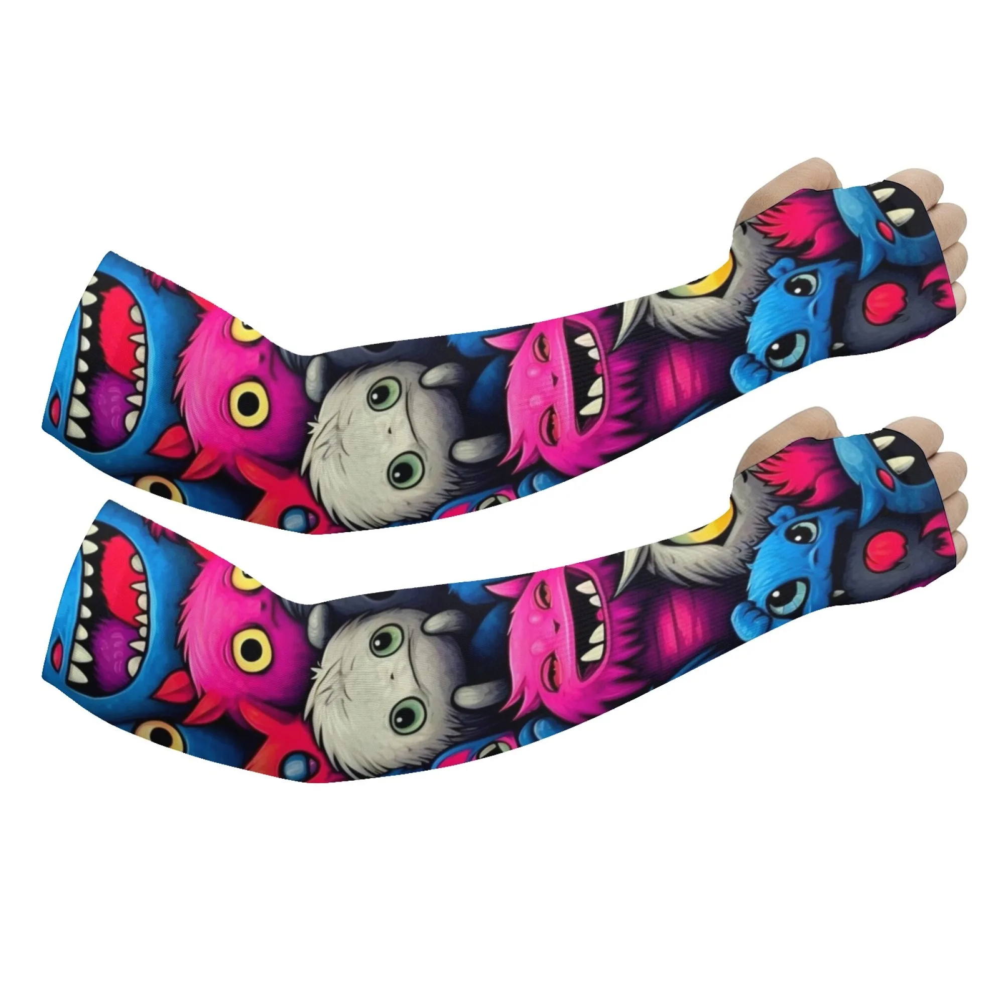 

Fun and Cute Monster Print Arm Sleeves Comfortable and Non-slip Sleeves for Outdoor Gardening Fishing Sports Protective Sleeves